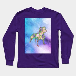 Distressed Watercolour Floral Staffordshire Bull Terrier Long Sleeve T-Shirt